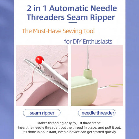 2 In 1 Automatic Needle Threader And Seam Ripper For Quick Sewing And Quilting Projects with Loop Needle Threader