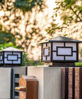 Outdoor Pillar Lights Modern Rustic Aluminum Post Lights IP65 Waterproof Glass Shade E26 Base on fence column