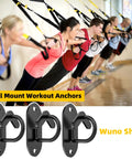 3 Piece Wall Mount Resistance Band Anchors System For Exercise Bands Secure Home Gym Hardware Heavy Duty Hooks Built Tough to support fitness bands in black.