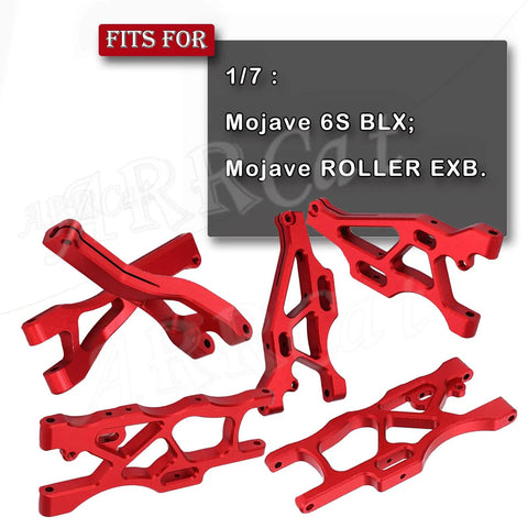 Front And Rear Suspension A Arms For One Seventh Mojave 6S BLX Aluminum Lower And Upper Swing Arm Set Red Six Piece