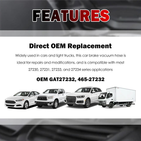 Two Piece Built Tough Brake Booster Vacuum Hose Kit With Clamps compatible with various trucks and cars for OEM replacement.