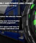 3-in-1 Air Power Line Combo with Black Rubber Spiral Wrap on Semi Truck