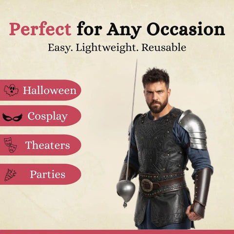 Deluxe Plastic Fencing Foil Sword For Cosplay Folks Renaissance Musketeer And Halloween Costumes shown with costumed actor