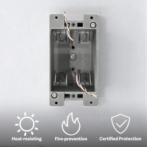 1 Gang Old Work Electrical Box For Remodeling UL Listed PVC Junction Box And Outlet Box 14 Cu In Capacity 2 Hour Fire Rated