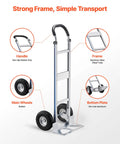 Heavy Duty Aluminum Hand Truck Dolly With Non Slip Wheels And Handle, 500 Lb Capacity Portable Trolley, aluminum frame, rubber wheels