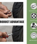 Manual tire puncture repair using 60 Piece Tire Repair Kit With Self Service Plugs For Cars Motorcycles Trucks And Tractors Includes Small And Large Spiral Rubber Plugs For Puncture Repair On The Go Roadside Quick Fix.