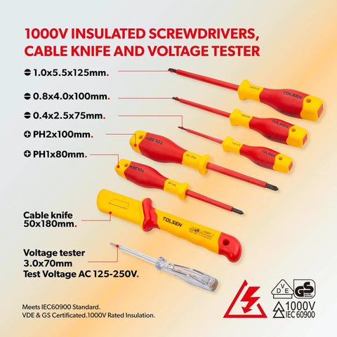 Top Notch Vde Insulated Screwdriver And Pliers Set For Electricians 11 Piece Pro Gear With Rock Solid 1000 Volt Rated Grip with assorted insulated tools.
