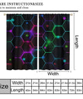 Lit Neon Curtains With 3D Neon Lights Pattern And Honeycomb Design For Kids And Teens Rooms Modern Living Room Window Drapes Rod Pocket No Blackout 42x44.5 Inches Two Panel Set