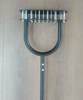Manual Lawn Aerator Tool With T Handle And Stainless Steel Spikes For Deep Soil Loosening in Garden Lawn 99x24cm overhead view