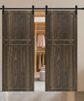 Double Sliding Interior Barn Door With Solid Hardware Kit Included Smooth As Butter Glide Track Set For Closets And Bedrooms view of wooden doors.