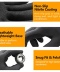 Grip Ready MicroFoam Nitrile Coated Work Gloves, Seamless Knit Nylon Bulk Pack, 12 pairs for men and women, detail of key features