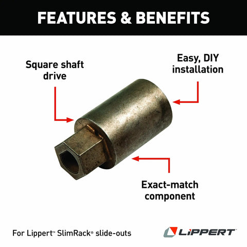 Replacement Coupling Motor For SlimRack RV Slide Out With Square Shaft Drive And D Shape Cutout Lippert TV Lift Ready Durable Unit To Get Your Camper Back On The Road.