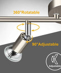 360-degree rotatable head of 4-Light LED Track Lighting Kit with Flexible Rotatable Heads, 4-Way Ceiling Spotlight In Matte Nickel Finish