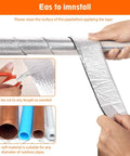 Self Adhesive Foam Pipe Insulation Tape 2 Inch Wide By 33 Feet Outdoor Aluminum Foil Finish Easy Peel And Stick