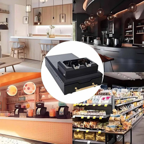 Kick Stubborn Espresso Grinds Effortlessly With This Blazing Fast 58 mm Electric Portafilter Cleaner And Knock Box in a modern cafe setup.