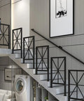12 Ft Matte Black Wrought Iron Wall Mount Railing Beast Mode Heavy Duty Non Slip Handrail for Stairs Porch Deck Supports 440 Lbs Corrosion Resistant Indoor Outdoor Banister Bad Ass Grip along elegant staircase.