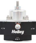 Front view of Adjustable Bypass Billet Fuel Pressure Regulator 4.5-9 PSI with 3/8 NPT Ports for Carbureted Fuel Systems.