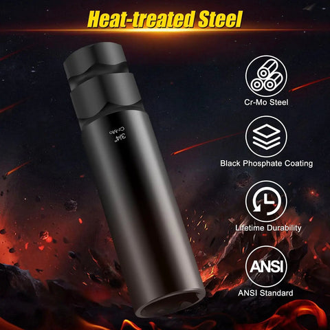 Heat-treated steel socket from Eight Piece Spline Lug Nut Socket Set With 5 6 7 12 Spline Locking Keys CRMO Steel Construction