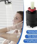 Shower Cartridge Replacement 40 Mm for Ceramic Single Lever Tub and Shower Faucet Valve Concealed Shower System Black shown in use