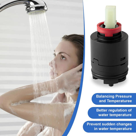 Shower Cartridge Replacement 40 Mm for Ceramic Single Lever Tub and Shower Faucet Valve Concealed Shower System Black shown in use