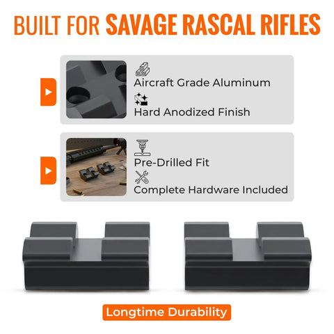 2 Piece 21.2 Inch Rails For Savage Rascal Scope Mount Base Kit Built From Hard Anodized Aluminum With Matte Black Finish