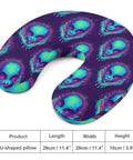 Women's Memory Foam U Shaped Travel Neck Pillow Portable Super Cozy For Plane Car Or Office Naps Lightweight Support With Trippy Blue Tie Dye Alien Design