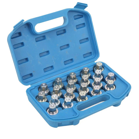 High Strength Wheel Lock Lug Nut Socket Set With Durable Metal Construction And Storage Case in blue with 20 piece anti theft tool kit
