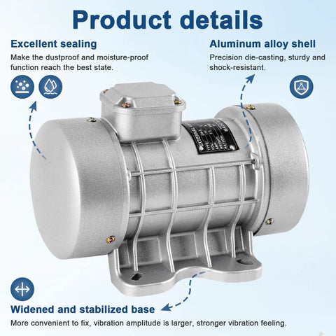 Beefy 250W Concrete Vibrator Motor with aluminum shell and sealed base for shaker table, 110V, 60Hz, 3000RPM