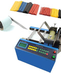Hot Shrink Tube Cutter Machine 250W Electric Pipe Cutting Tool Computer Controlled with various colored heat sleeves.