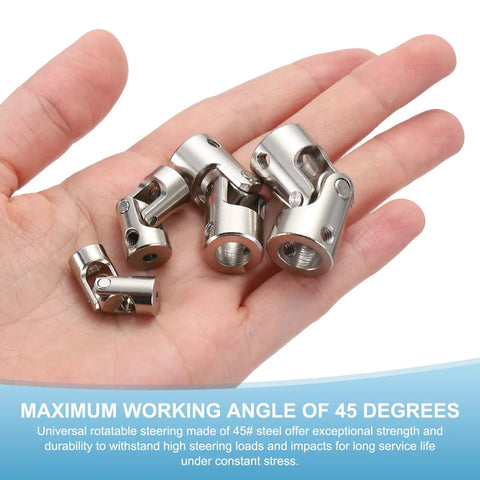 Five Pack Universal Joint Shaft Couplings 3.17mm To 5mm Inner Diameter Rotatable Steering Shaft Joint With Screws For RC Cars Robots And Boat Drive Systems, 45# steel