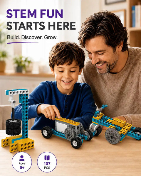 Hands On 50 In 1 STEM Science Kit For Kids Ages 8 12 Motorized Building Toy For Boys And Girls Educational Engineering Set Birthday Gift, 107 pcs