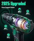 Two 20V 2.0Ah Batteries Cordless Drill Set With 350 In Lb Torque, 0 To 1350 RPM, 3 Eighth Inch Keyless Chuck, cross-section view of motor