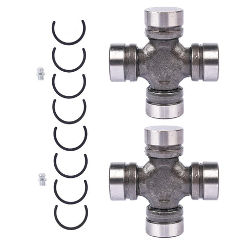 Heavy Duty Front Axle U Joint Kit For Jeep TJ XJ Wagoneer Dana 30 Or Dana 44 Front Axles With 1310WJ ISR Inside Snap Ring Non Greasable 1.188 Inch Cap Pack Of 2 For Trail Ready Replacement, showing two U-joints with snap rings and bolts