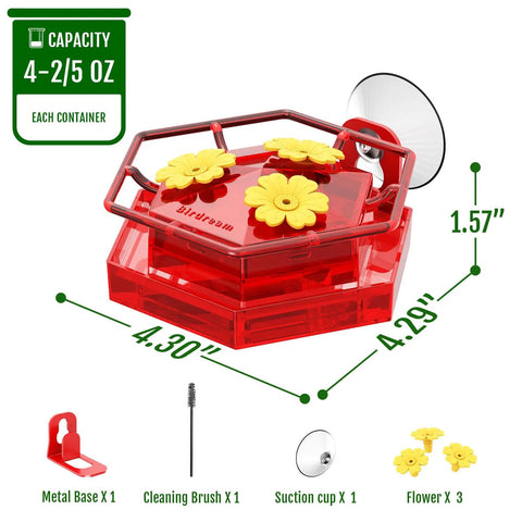 Two Pack Window Hummingbird Feeder With Super Sturdy Suction Cups And Built In Ant Moat Easy To Clean And Refill Eight Point Eight Ounce Capacity Outdoor Red Feeders For Quick Bird Watching