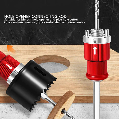 Heavy Duty Manganese Steel Hole Saw Arbor Adapter With 10mm Hex Shank, connecting rod for bimetal hole opener, quick installation.