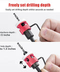 5-piece countersink drill bit set with depth stop; red knurled collar and hex shank, Amazon brand