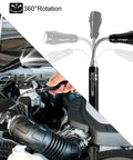 Extendable magnetic flashlight tool with 360-degree rotation for automotive use