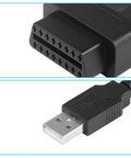 OBDII Female To USB A Male Power Cable 3.3ft OBD2 To USB Power Connector For Cars Close-up on Connectors