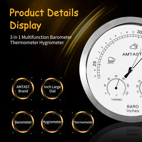 Big Five Point Two Inch Dial All In One Weather Station With Barometer Thermometer And Hygrometer for home office