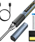 USB Powered Soldering Iron Kit With Fast 3 Second Heat, 95W, Adjustable 100 to 450 C, Real Time LED Temperature Display, kit included