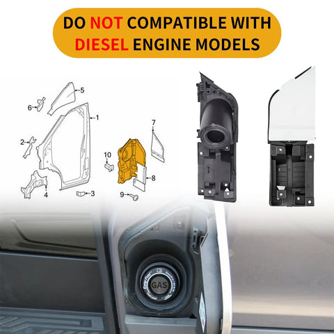 Fuel Filler Door And White Cover Assembly For Ford Transit Vans 2015 2023 Gasoline Models Replacement Gas Tank Filler Door With Pocket Housing And Hinge Easy Install No Fuss Durable Filler Door Pipe
