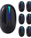 Upgraded Ultrasonic Pest Repeller Indoor Plug In With 3 Mode Switching 6 Pack in black with blue LED strip