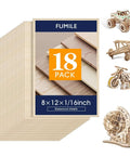 Front view of FUMILE basswood sheets 8x12x1/16 inch, 18-pack unfinished wood boards