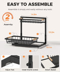 Score Big On Home Organization With This Hella Spacious Three Pack Under Sink Organizer Height Adjustable Storage Rack In Black, assembly guide showing dimensions.