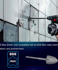 Phyxlyn 18-inch SDS Max steel clay spade bit, side view of drill bit used for drilling concrete