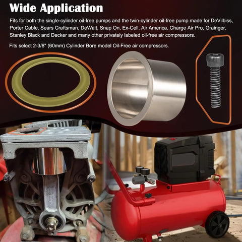 Heavy Duty Air Compressor Cylinder Sleeve And Compression Ring Replacement Kit for oil-free compressors, wide application view