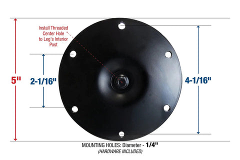 Mounting plate for Adjustable 2 Inch Diameter Steel Desk And Table Legs Black Built To Last 27 And A Half Inch To 43 Inch
