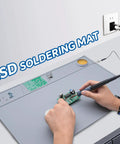 Anti Static Mat With ESD Wrist Strap And Ground Wire, Heat Resistant Silicone Soldering Pad Up To 932F, Great For Electronics Repair