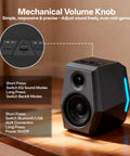 Immersive Gaming Speakers With DSP And 36W Power 24bit USB DAC Bluetooth 5.2 2.0 RGB Desktop PC Speakers showcasing mechanical volume knob.