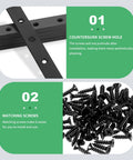 Heavy Duty Black Mending Plate And Straight Brackets Set For Wood And Furniture Repair, Durable Alloy Steel Fixing Bracket Connectors With Countersunk Screw Holes And Screws